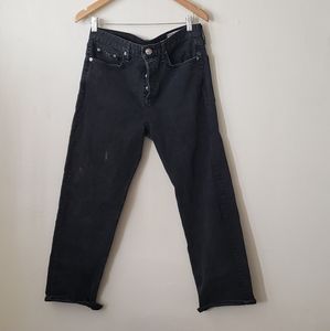 Rag & Bone Maya High Rise Ankle Straight black Distressed Jeans size 29